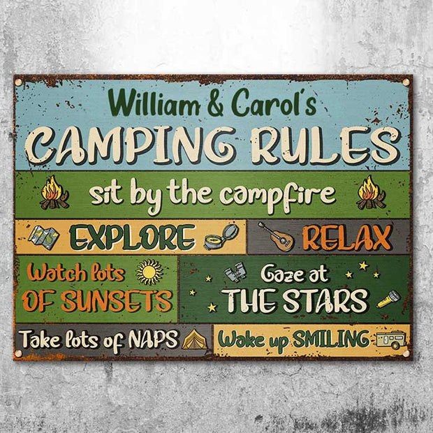 Sit By The Campfire Explore & Relax - Personalized Metal Sign - Gift For Camping Lovers
