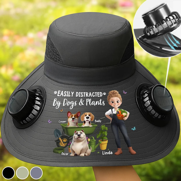 Garden Goals and Furry Friends  - Personalized Solar Fan Hat - Gift For Gardening Lovers