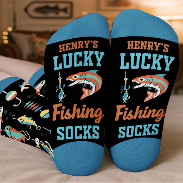 Walk Like A Lucky Angler Custom Name Gift For Fisherman - Personalized Lucky Crew Socks HH02