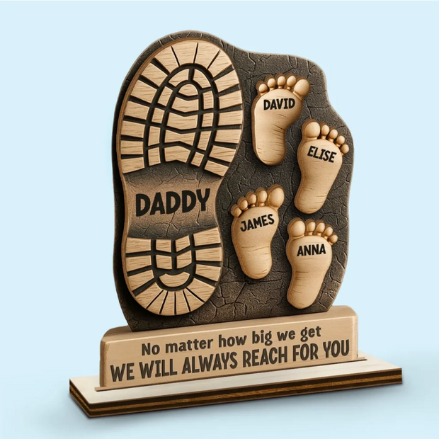 Your Footsteps Led Our Way - Personalized Custom Shaped 2 Layers Wooden Plaque - Gift for Dad