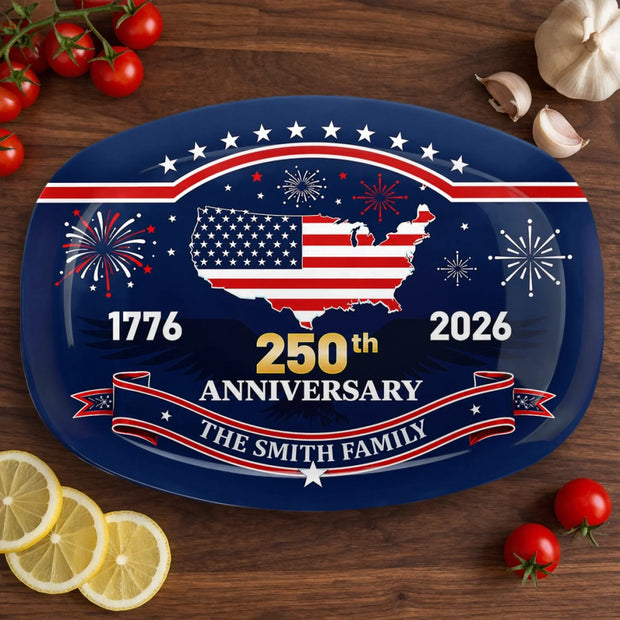 Proud Hearts Proud Nation - Personalized Custom Platter - 250th Anniversary Gift