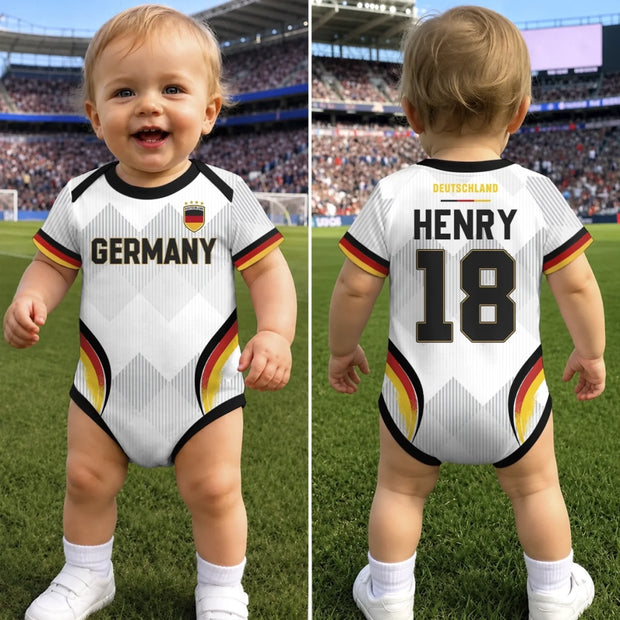 Youngest Eagle On The Pitch - Personalized Baby Jersey Bodysuit - Gift For Kid, Baby, Soccer Fans