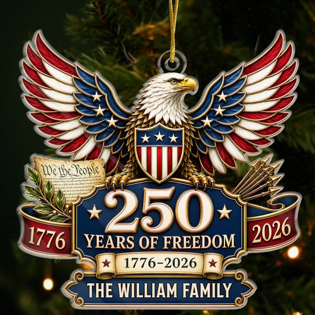 Land Of The Free  - Personalized Acrylic Ornament - Chrismas Gift For Family