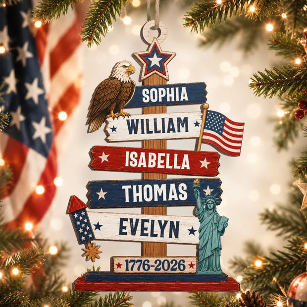 Standing Tall In Freedom And Love - Personalized Wood Ornament - Chrismas Gift For Family