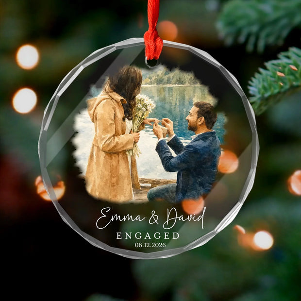The Day We Together - Personalized Round Glass Ornament - Chrismas Gift For Couple,Family