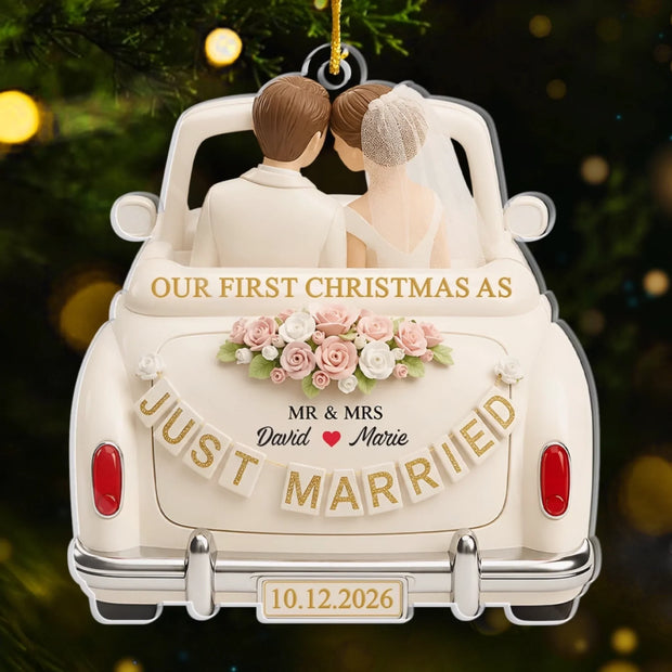 Our First Christmas As Newlyweds - Personalized Acrylic Ornament - Chrismas Gift For Couple