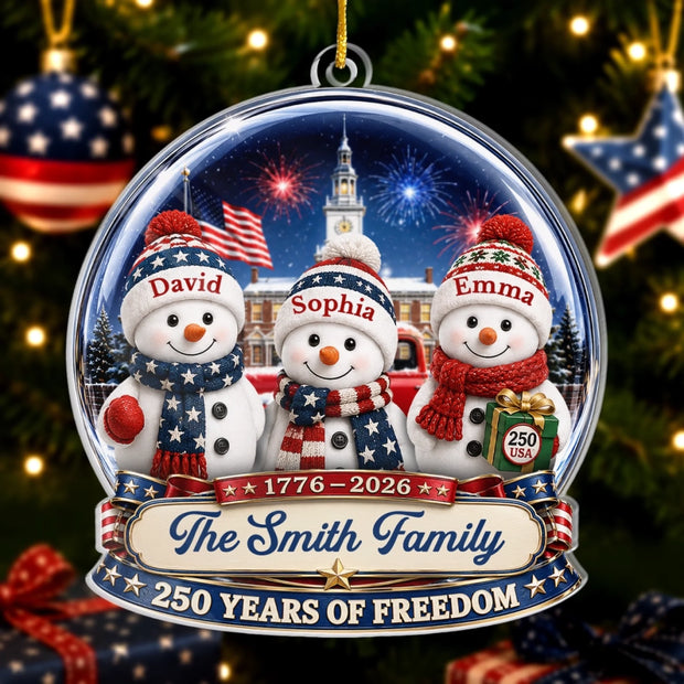 Wrapped In Love Blessed With Freedom - Personalized Acrylic Ornament - Chrismas Gift For Family