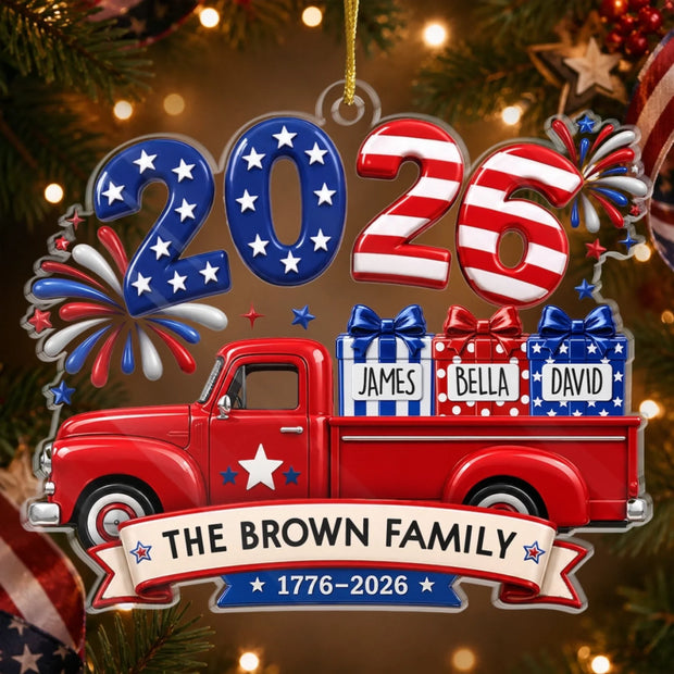 Loaded With Love And American Pride - Personalized Acrylic Ornament - Chrismas Gift For Family