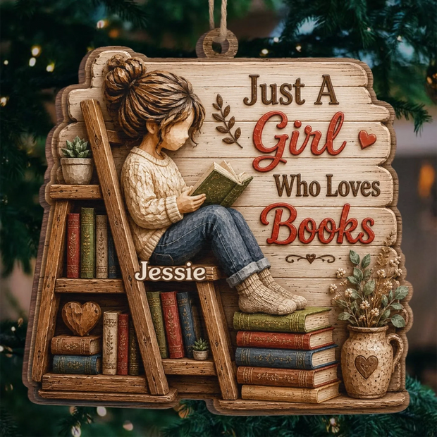 Living Between The Pages - Personalized Wood Ornament - Christmas Gift For Book Lovers
