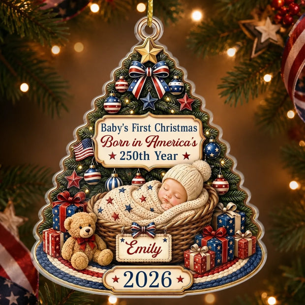 Our Patriotic Little Miracle Baby - Personalized Acrylic Ornament - Chrismas Gift For Family