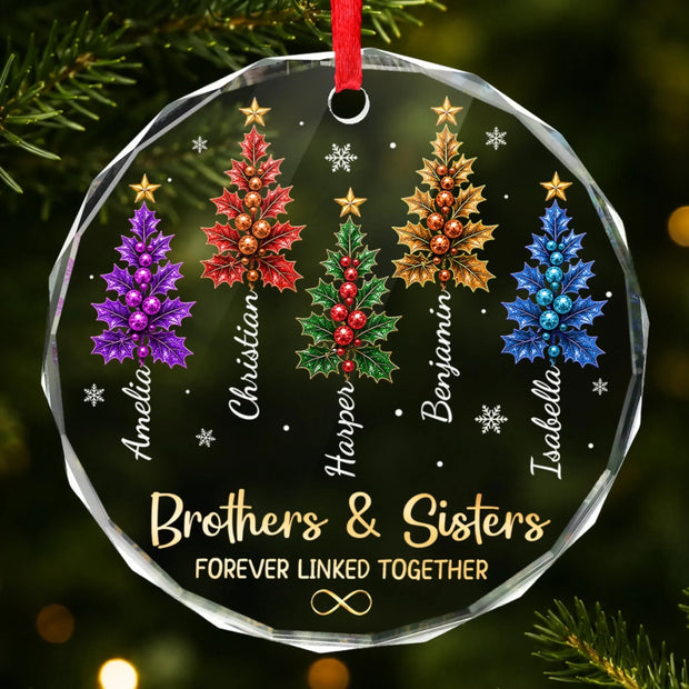 CU United In Pure Love - Personalized Round Glass Ornament - Chrismas Gift For Family