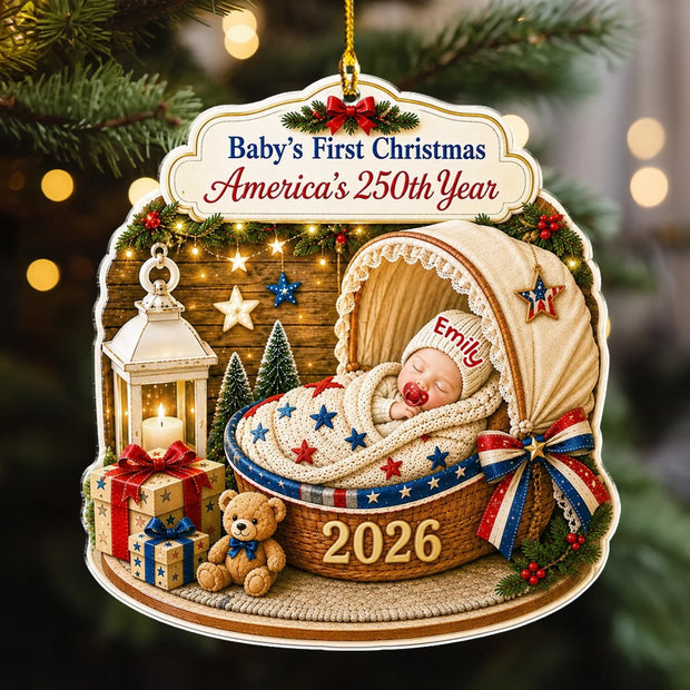Little American Star - Personalized Acrylic Ornament - Chrismas Gift For Family