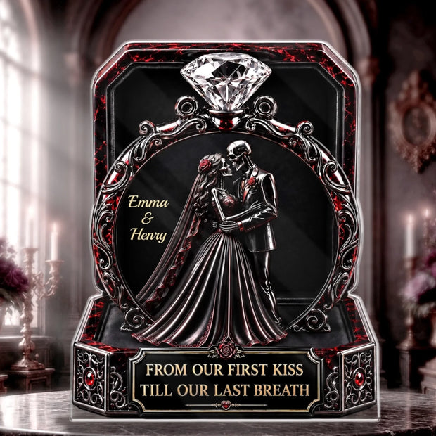 Led Me Straight To You - Personalized Shape Acrylic Plaque - Halloween Gift For Couple