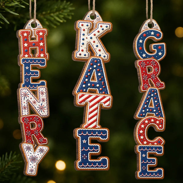 Patriotic Pride On The Tree - Personalized Wood Ornament - Chrismas Gift For Family