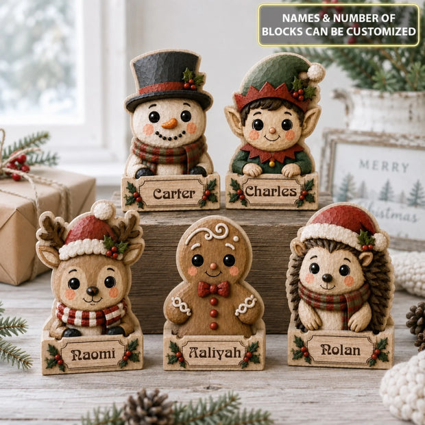 Cute Christmas Character  - Personalized Wooden Block - Chrismas Gift For Family