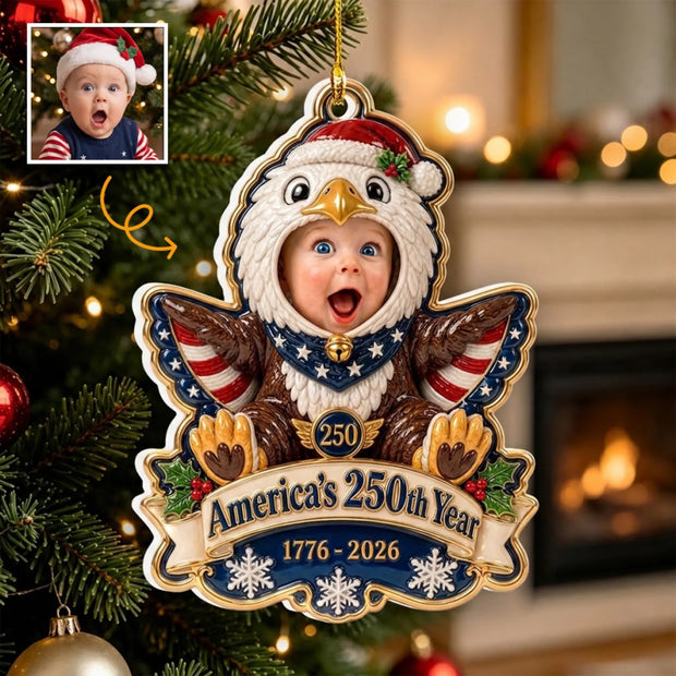 American Eagle - Personalized 3D White Acrylic Ornament - Chrismas Gift For Family