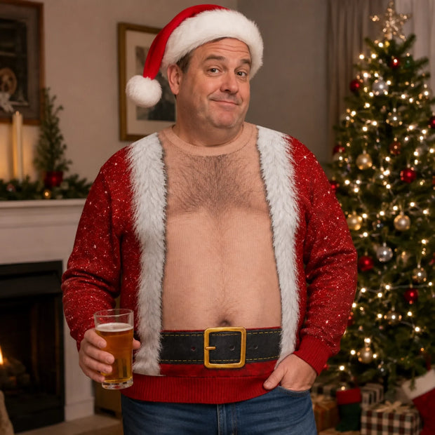 Santa Came With A Belly - Personalized Ugly Sweatshirt - Gift For Him