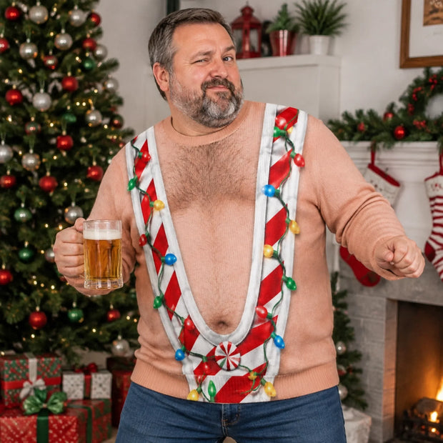 My Belly Brings The Cheer - Personalized Ugly Sweatshirt - Gift For Him