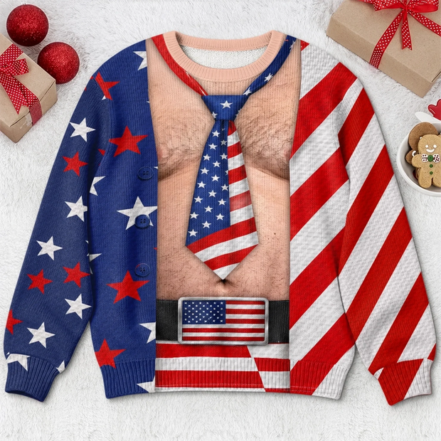 A Christmas Full Of Freedom   - Personalized Ugly Sweatshirt - Gift For Him