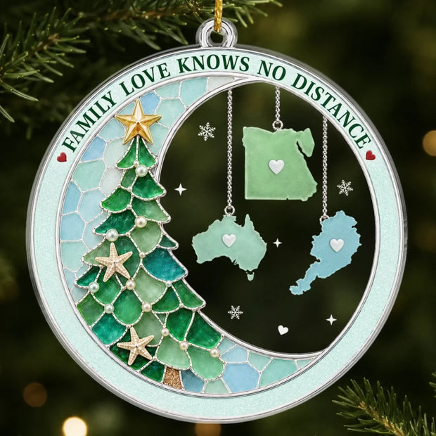 Always Connected Deep In Hearts Custom Name Christmas Gift For Family - Personalized Long Distance Acrylic Ornament HH02
