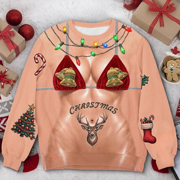 Sleighing All Day - Personalized Ugly Sweatshirt - Christmas Gift For Her