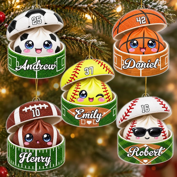 Little Dumpling Big Game Custom Name Christmas Gift For Sport Lovers - Personalized Acrylic Ornament