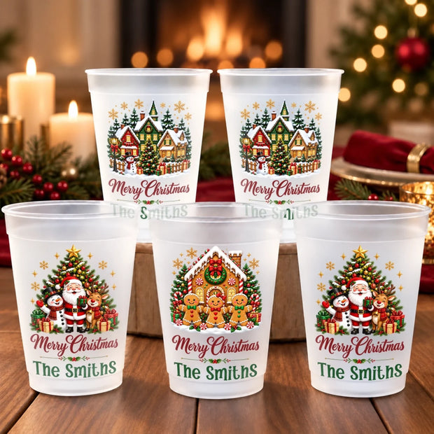 Home For The Christmas Holidays - Personalized Frosted Cups - Christmas Gift For Family