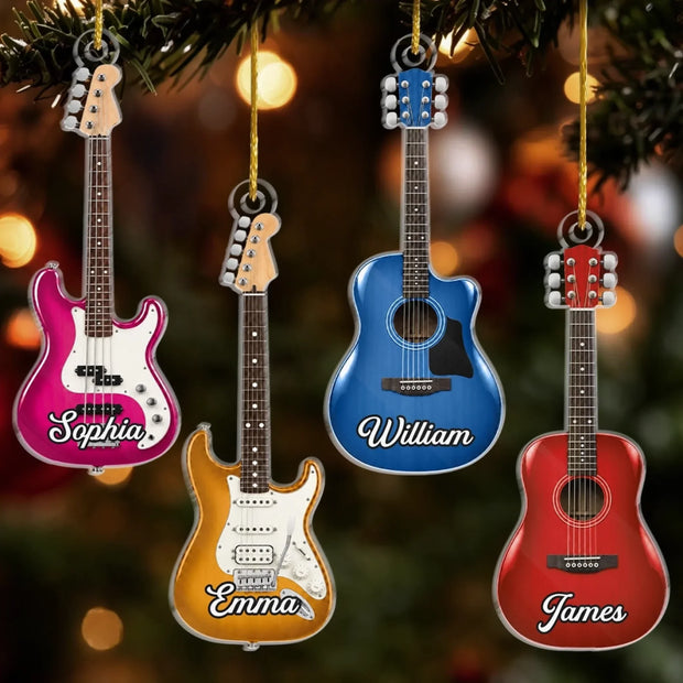 Six Strings One Happy Soul Custom Name Christmas Gifts For Guitar Lovers - Personalized Acrylic Ornament