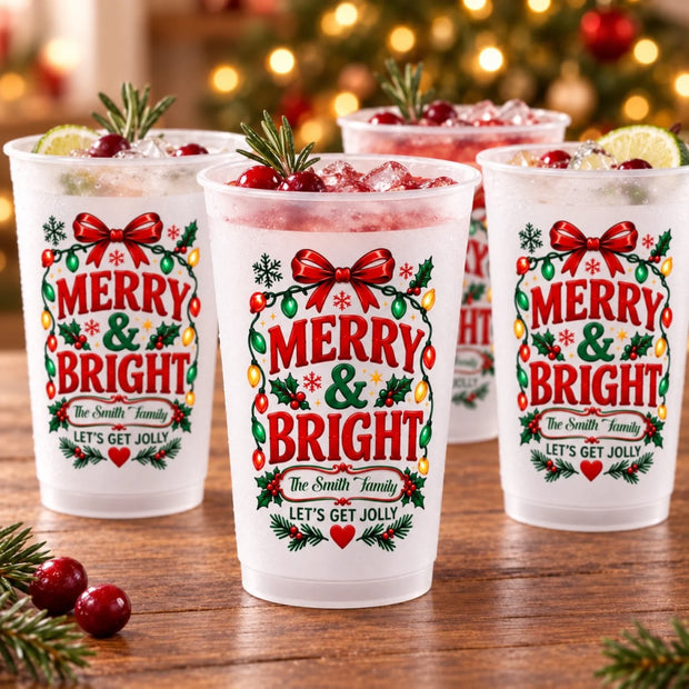 Christmas Cheer - Personalized Frosted Cups - Christmas Gift For Family