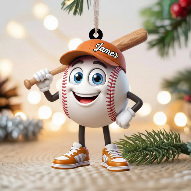 Baseball Is My Happy Place Custom Name Christmas Gift For Sport Lovers - Personalized Acrylic Ornament