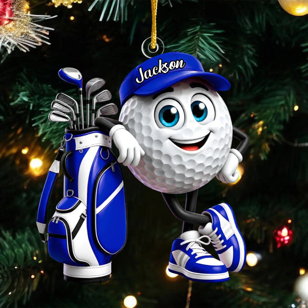 Golf Is My Happy Place Custom Name Christmas Gift For Sport Lovers - Personalized Acrylic Ornament