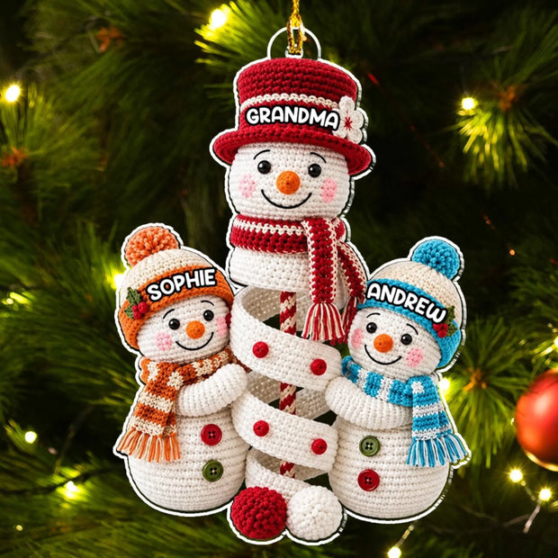 Grandmas Christmas Crew - Personalized Acrylic Ornament - Gift For Family