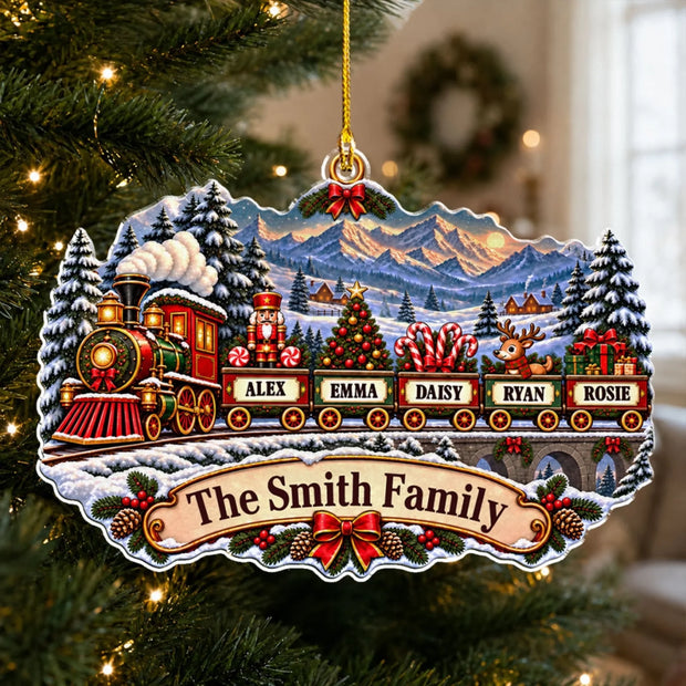 The Holiday Memory Train - Personalized Acrylic Ornament - Gift For Family