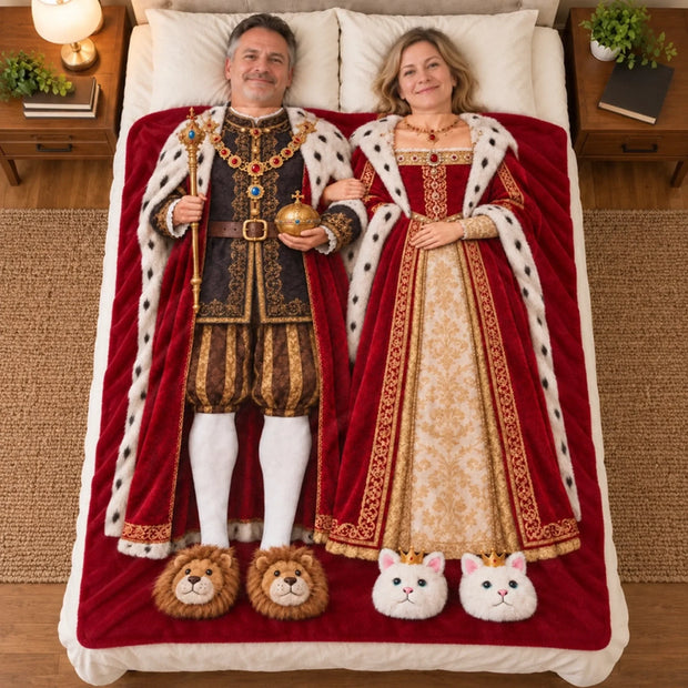 My King And My Queen Custom Name Christmas Gifts For Couples - Personalized Blanket