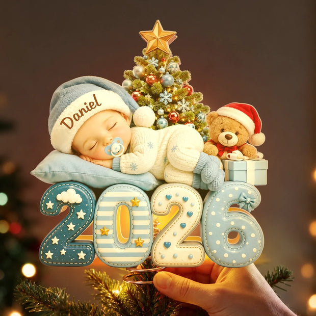Tiny Christmas Wonder - Personalized LED Light Tree Topper - Gift For Family
