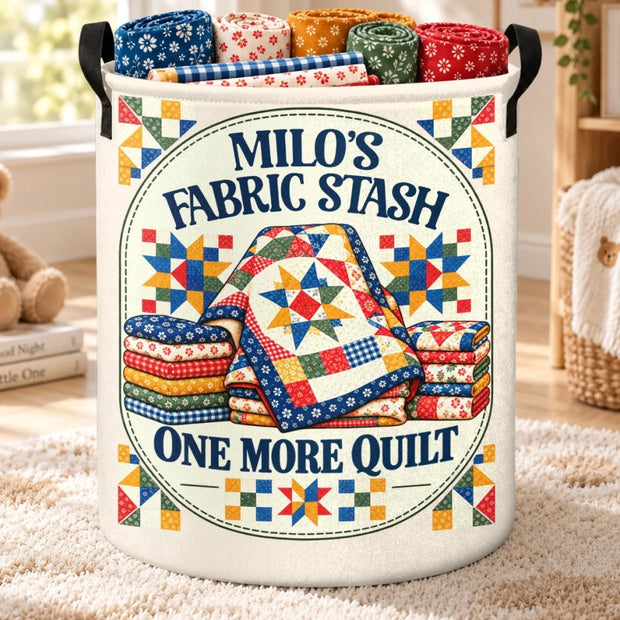Stitching My Way To Joy - Personalized Quilt Laundry Basket - Gift For Her