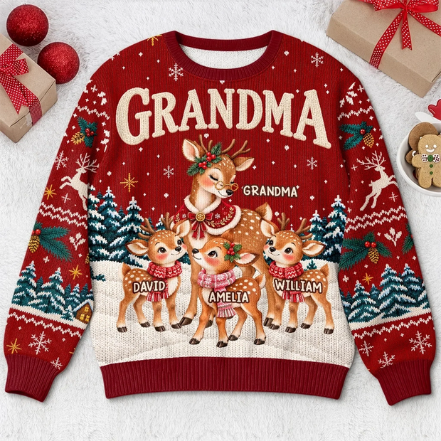 Merry Season, Happy Crew -Personalized Ugly Sweatshirt - Christmas Gift For Grandma, Family