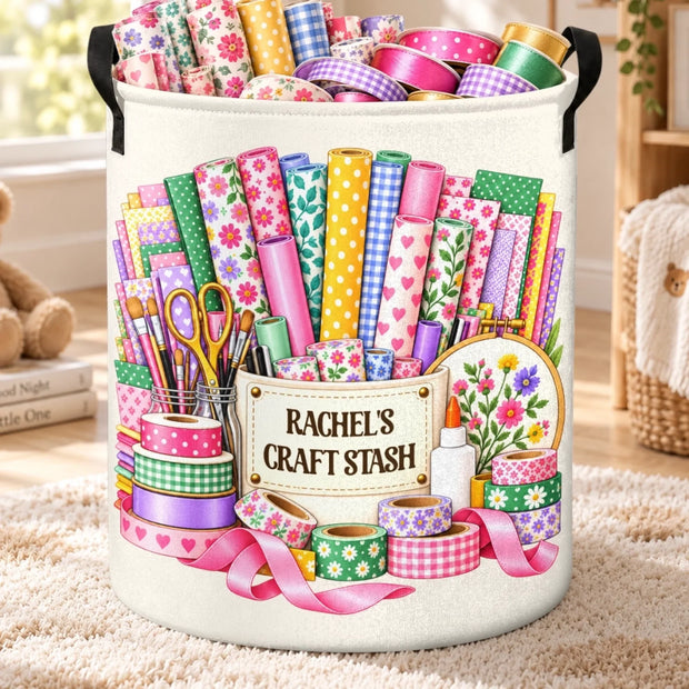 Where Creativity Blooms - Personalized Quilt Laundry Basket - Gift For Her