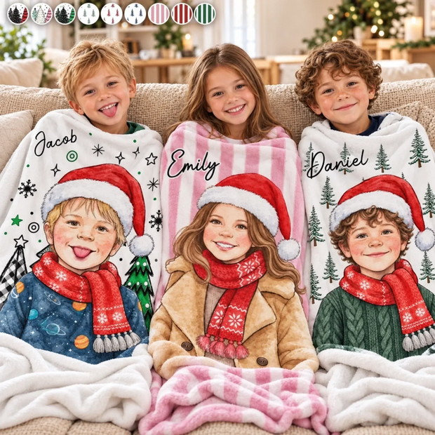 Custom Photo Name Christmas Gifts Keepsake For Kids, For Family, For Friend - Personalized Blanket