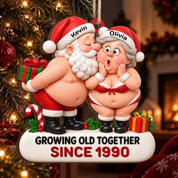 Together We Age Badly - Personalized Wood Ornament - Christmas Gift For Couples