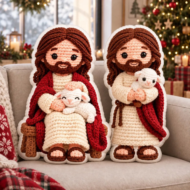 Custom Jesus and Lamb Decor Christian Christmas Gift For Kids - Personalized Shaped Pillow