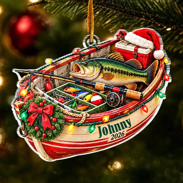 Santa Can Wait I’m Fishing - Personalized Acrylic Ornament - Gifts For Christmas