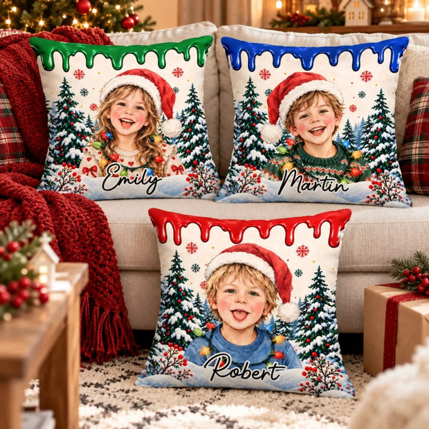 Custom Name Mood Activated Santa Christmas Gifts for Kids - Personalized Pillow