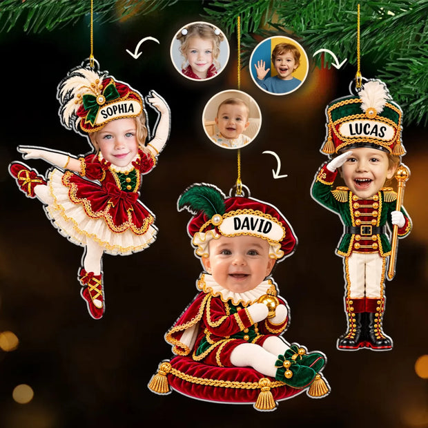 Custom Photo Baby Nutcracker-inspired  Costume Christmas Gift for Kids, For New Parents  - Personalized Acrylic Ornament