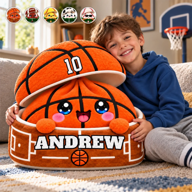 Custom Name Squishy Dumpling Basketball Gifts for Boys, Girls - Personalized Shaped Pillow