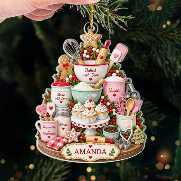 Baked With Love - Personalized Acrylic Ornament - Gift For Her