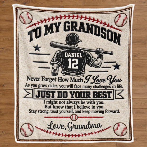 Baseball Gifts for Grandson - Personalized Blanket - Gift For Him