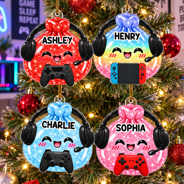 Cute Funny Gamer Dumpling Dim Sum Christmas Gift, Keepsake For Kids, Teenagers, Gamers - Personalized Acrylic Ornament