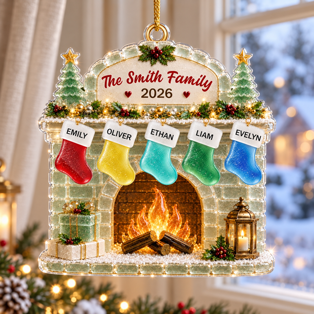 Sea Glass Stocking Christmas Gift For Family - Personalized Acrylic Ornament