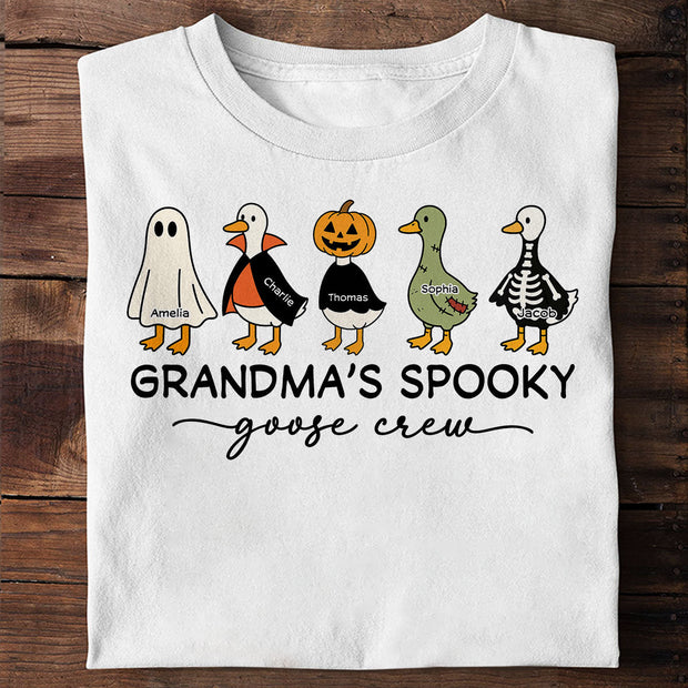 Grandma's Little Goose Crew - Personalized Shirt - Halloween Gift For Grandma, Grandkids